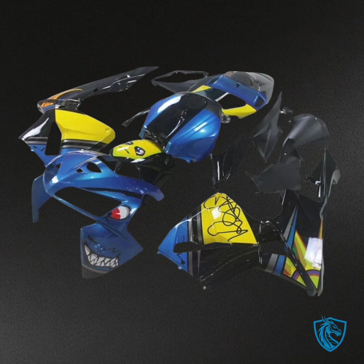 Honda CBR600RR (2005-2006) Blue & Yellow Shark - Custom ABS Fairing Kit