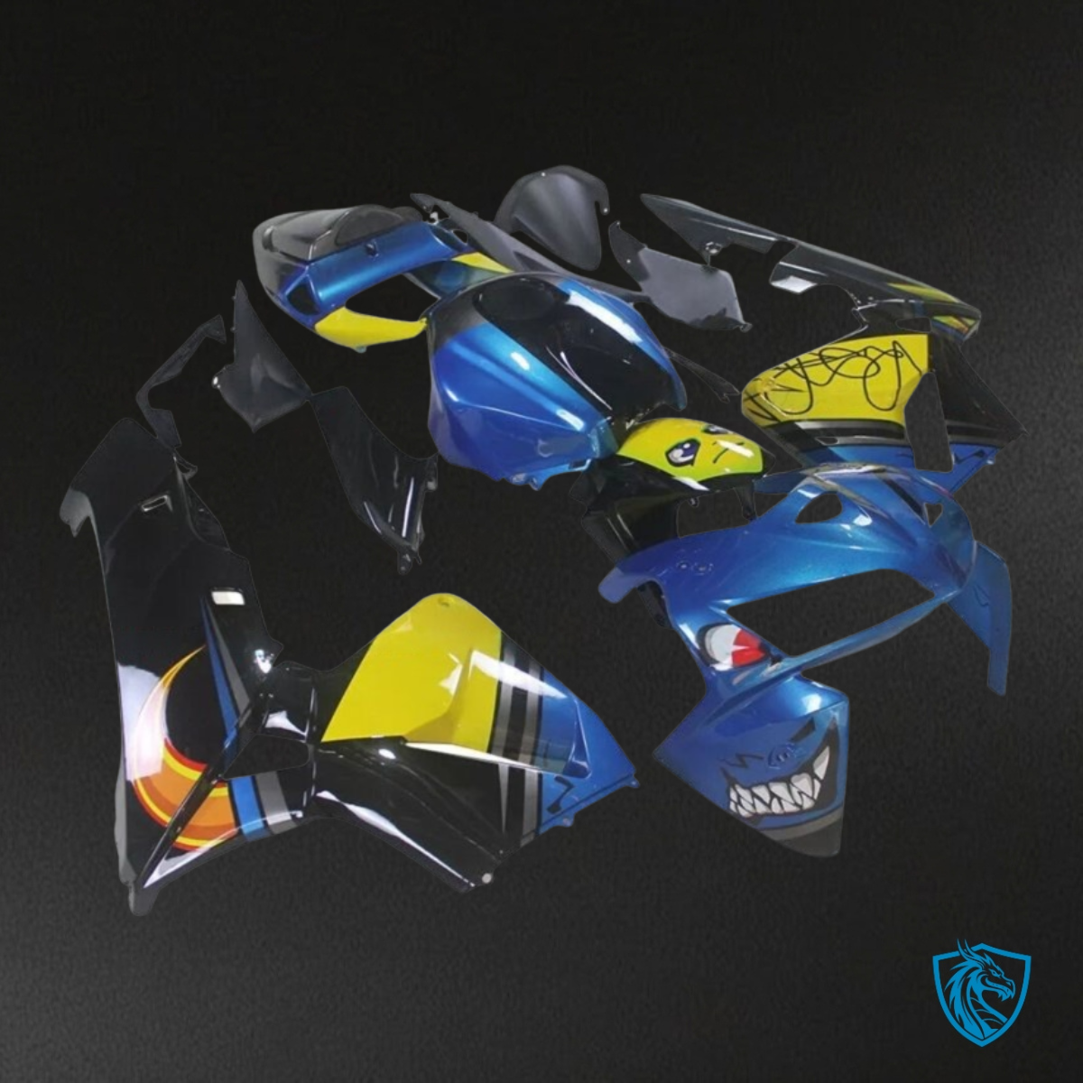 Honda CBR600RR (2005-2006) Blue & Yellow Shark - Custom ABS Fairing Kit