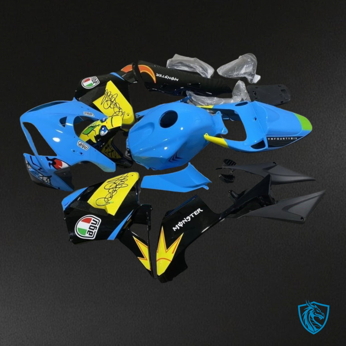 Honda CBR600RR (2005-2006) Glossy Blue & Yellow Shark Fairing Kit | ABS Bodywork