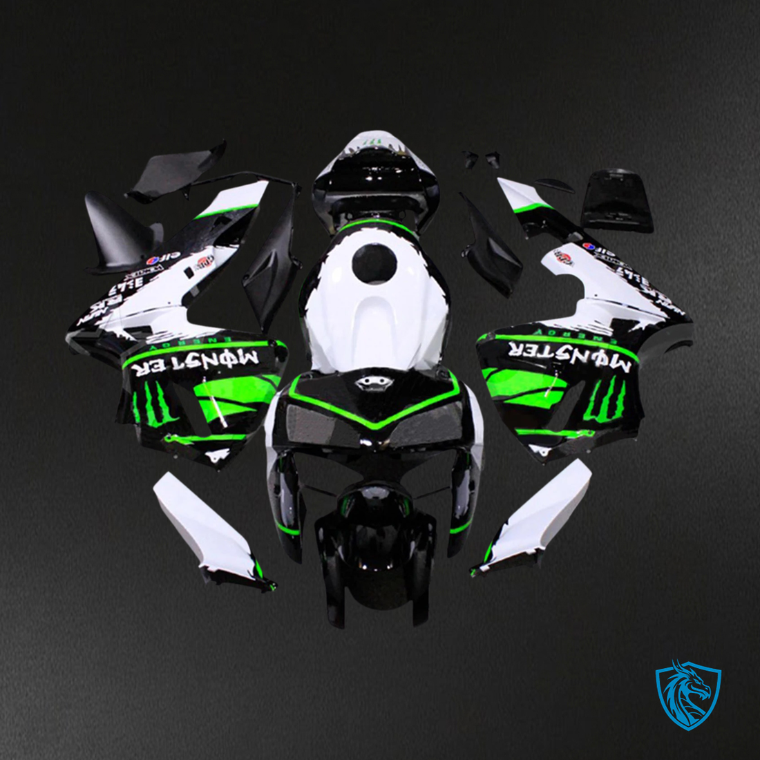 Honda CBR600RR (2005-2006) White Black & Green - Fairing Kit