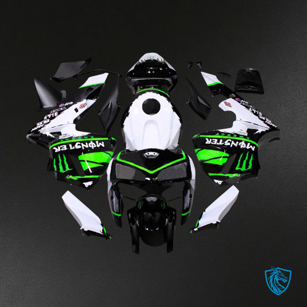 Honda CBR600RR (2005-2006) White Black & Green - Fairing Kit