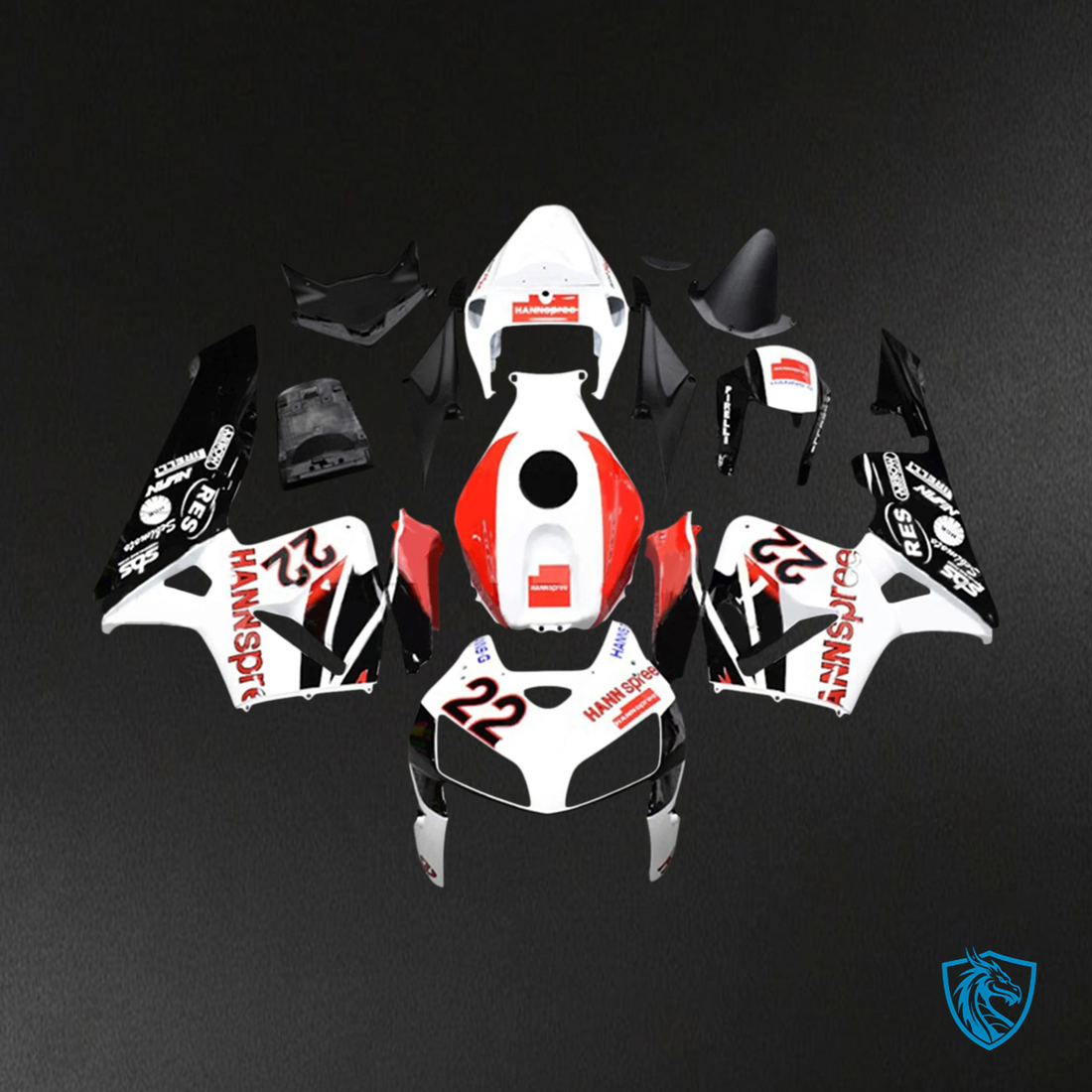 Honda CBR600RR (2005-2006) White Black - Red - Fairing Kit