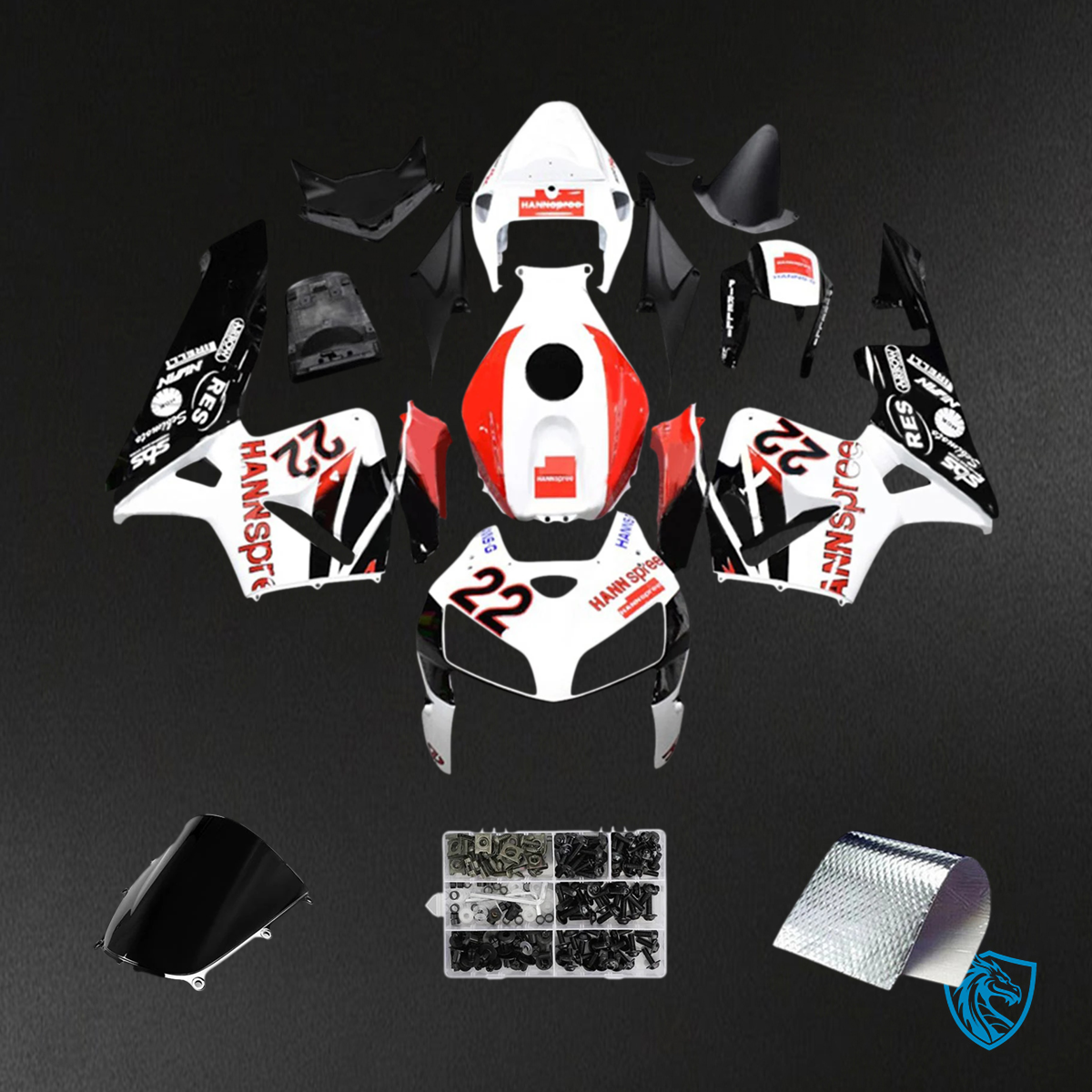 Honda CBR600RR (2005-2006) White Black - Red - Fairing Kit