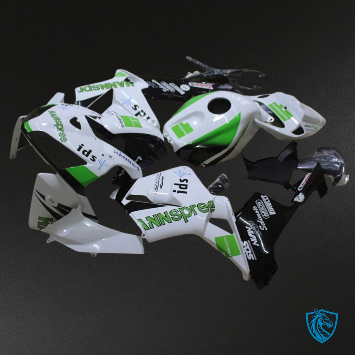 Honda CBR600RR (2005-2006) White & Green with Logo - MERGEment Motorcycle Fairings Kit