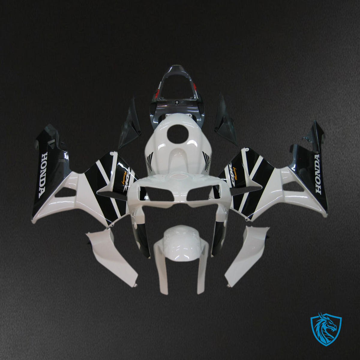 Honda CBR600RR (2005-2006) White & Black Racing Generic Fairings Kit - Aftermarket ABS Bodywork