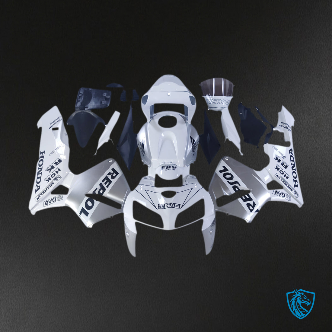 Honda CBR600RR (2005-2006) White & Silver Repsol Generic - MERGEment Motorcycle Fairings Kit