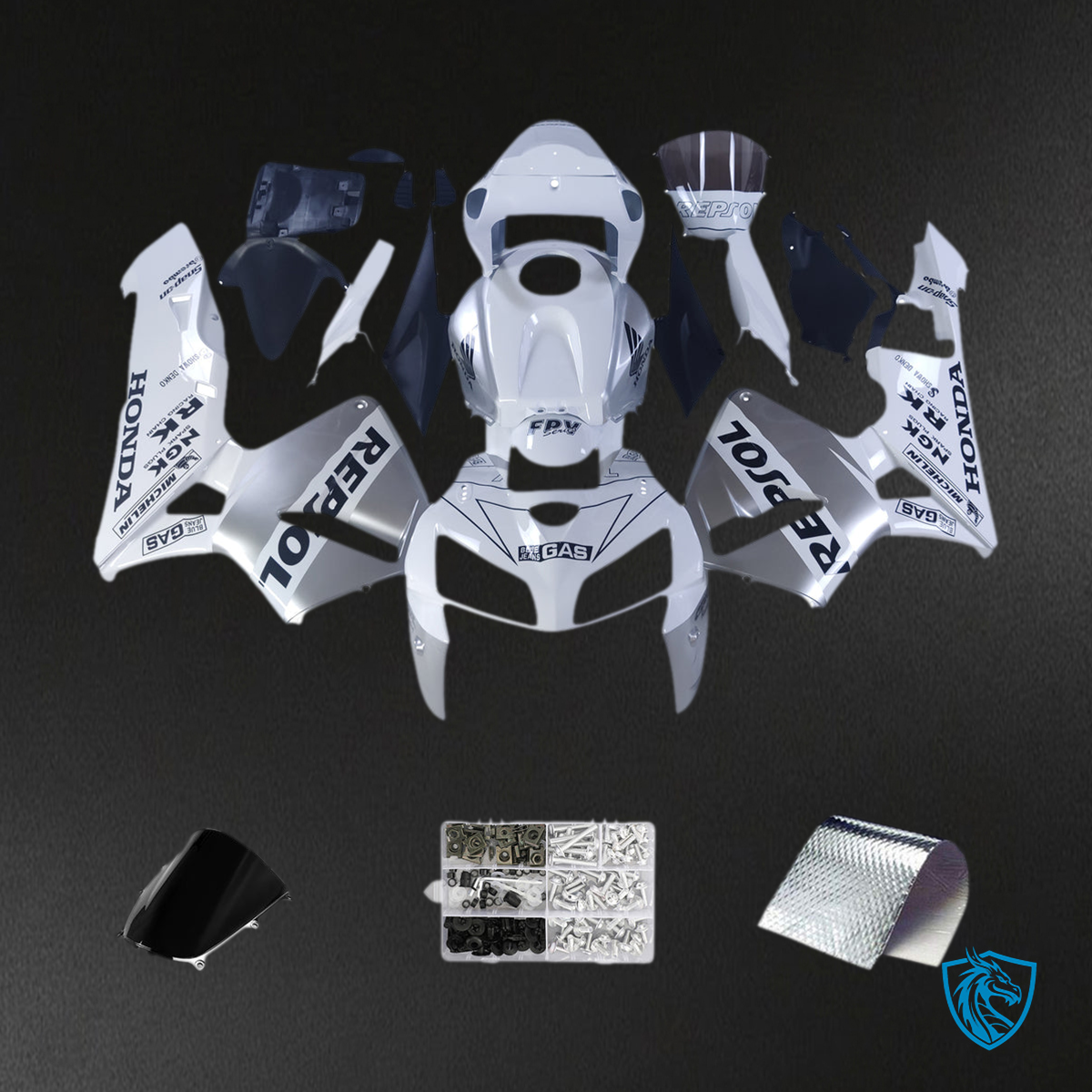 Honda CBR600RR (2005-2006) White & Silver Repsol Generic - MERGEment Motorcycle Fairings Kit