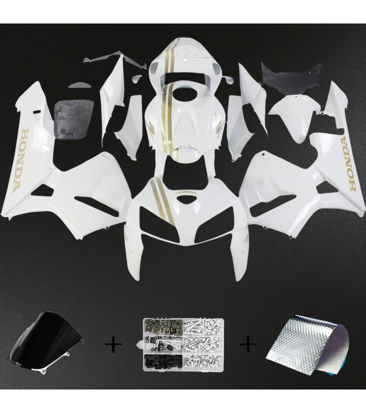 Honda CBR600RR (2005 2006) White & Gold - Fairing Kit