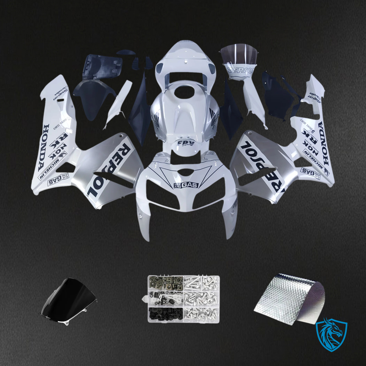 Honda CBR600RR (2005 2006) White & Silver - Fairing Kit