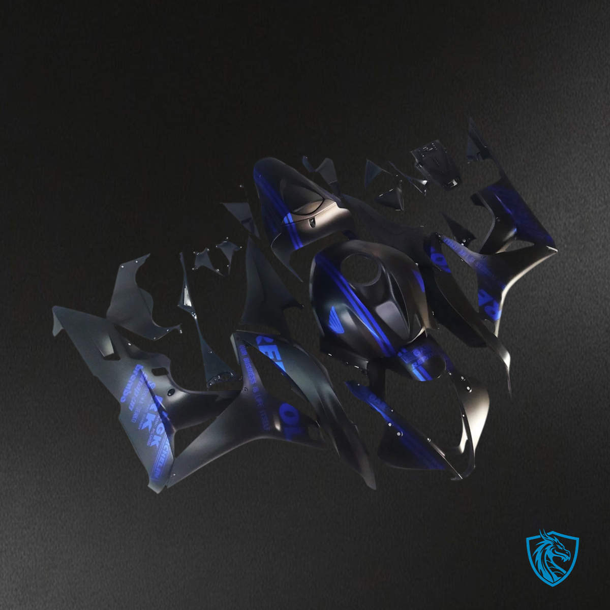 Honda CBR600RR (2007-2008) Black & Blue - Fairing Kit