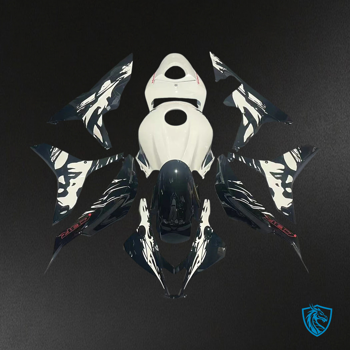 Honda CBR600RR (2007-2008) Black & White - Fairing Kit