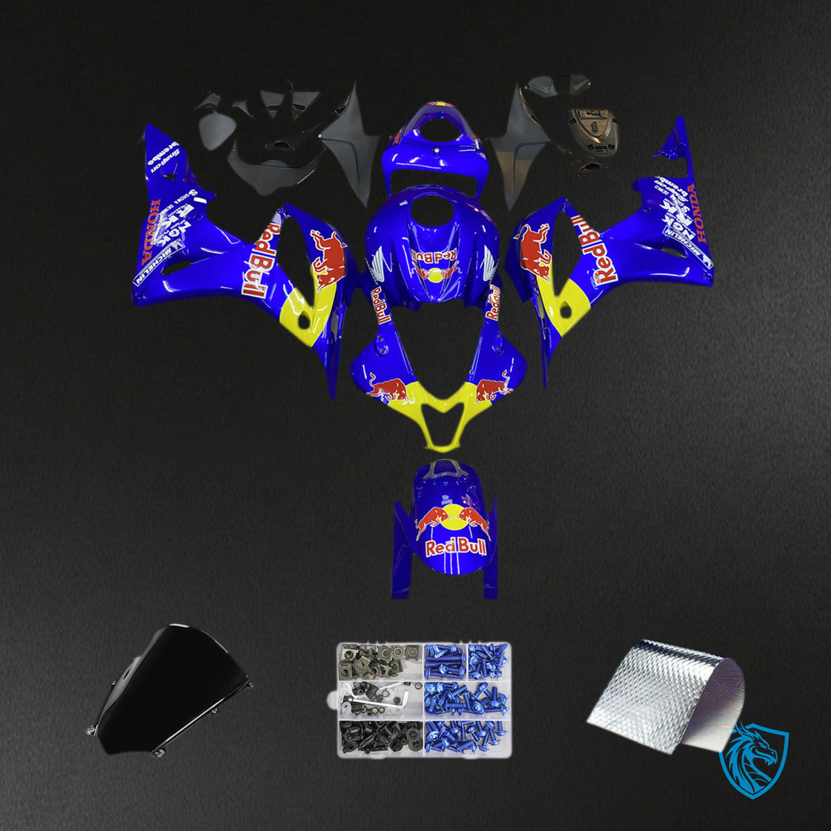 Honda CBR600RR (2007-2008) Blue & Red Bull Generic Fairings Kit - Aftermarket ABS Bodywork