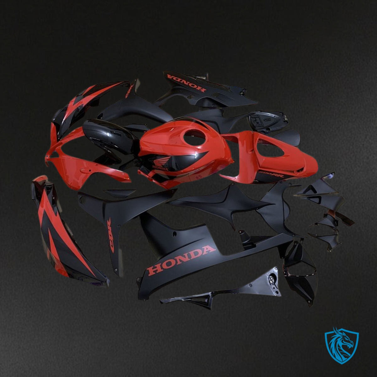 Honda CBR600RR (2007-2008) Glossy Red & Black Fairing Kit - Aftermarket ABS Bodywork