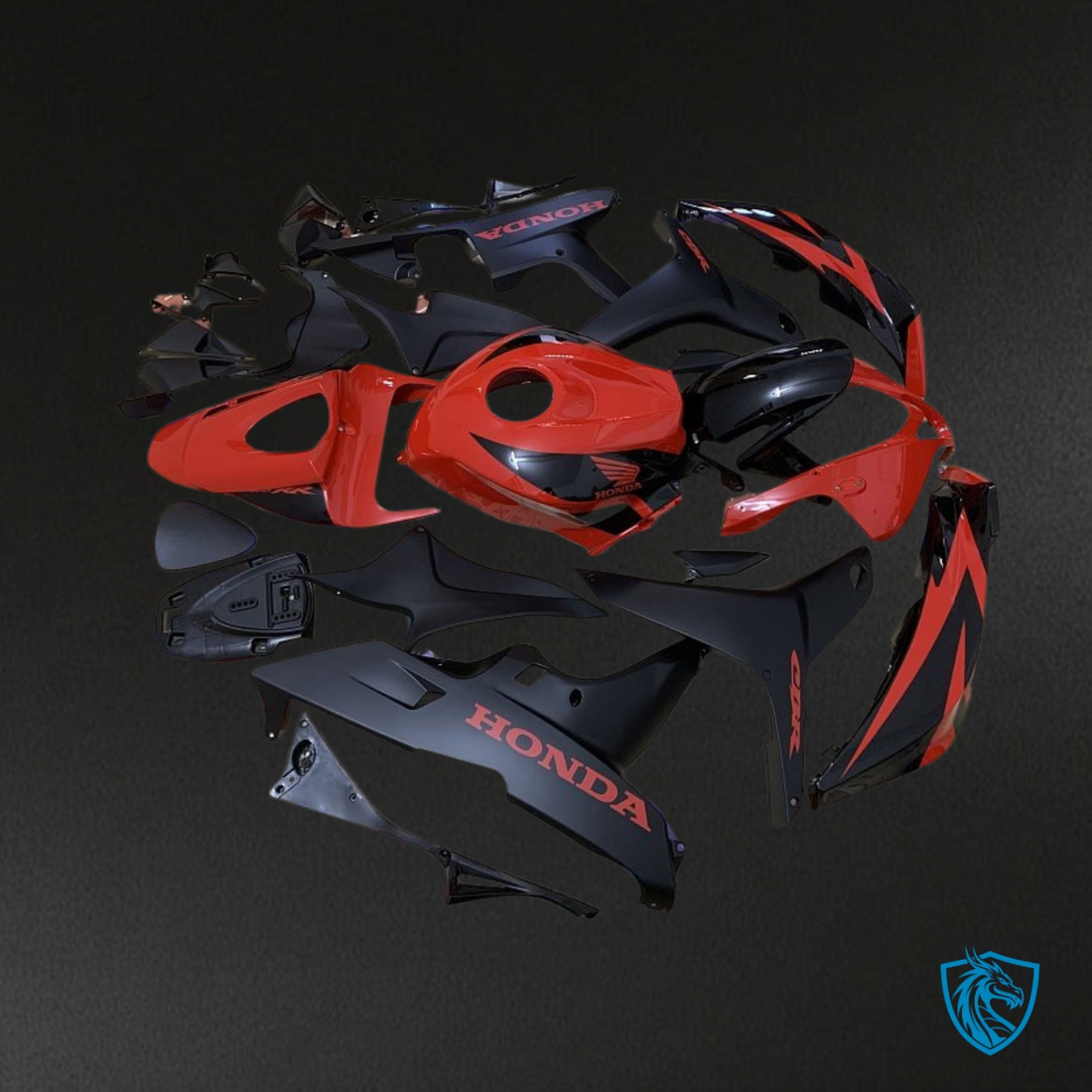 Honda CBR600RR (2007-2008) Glossy Red & Black Fairing Kit - Aftermarket ABS Bodywork