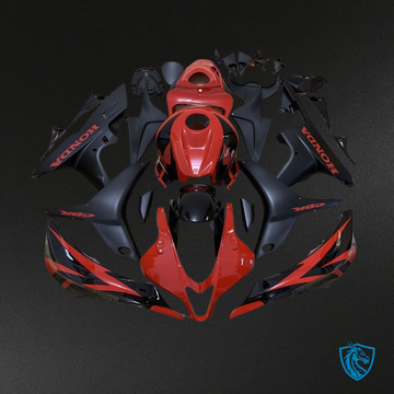 Honda CBR600RR (2007-2008) Black Matte & Red Glossy Fairing Kit - Aftermarket ABS Bodywork