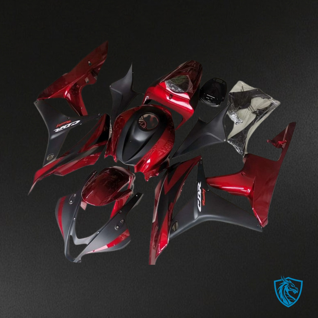 Honda CBR600RR (2007-2008) Black & Red Gloss Fairing Kit | ABS Bodywork