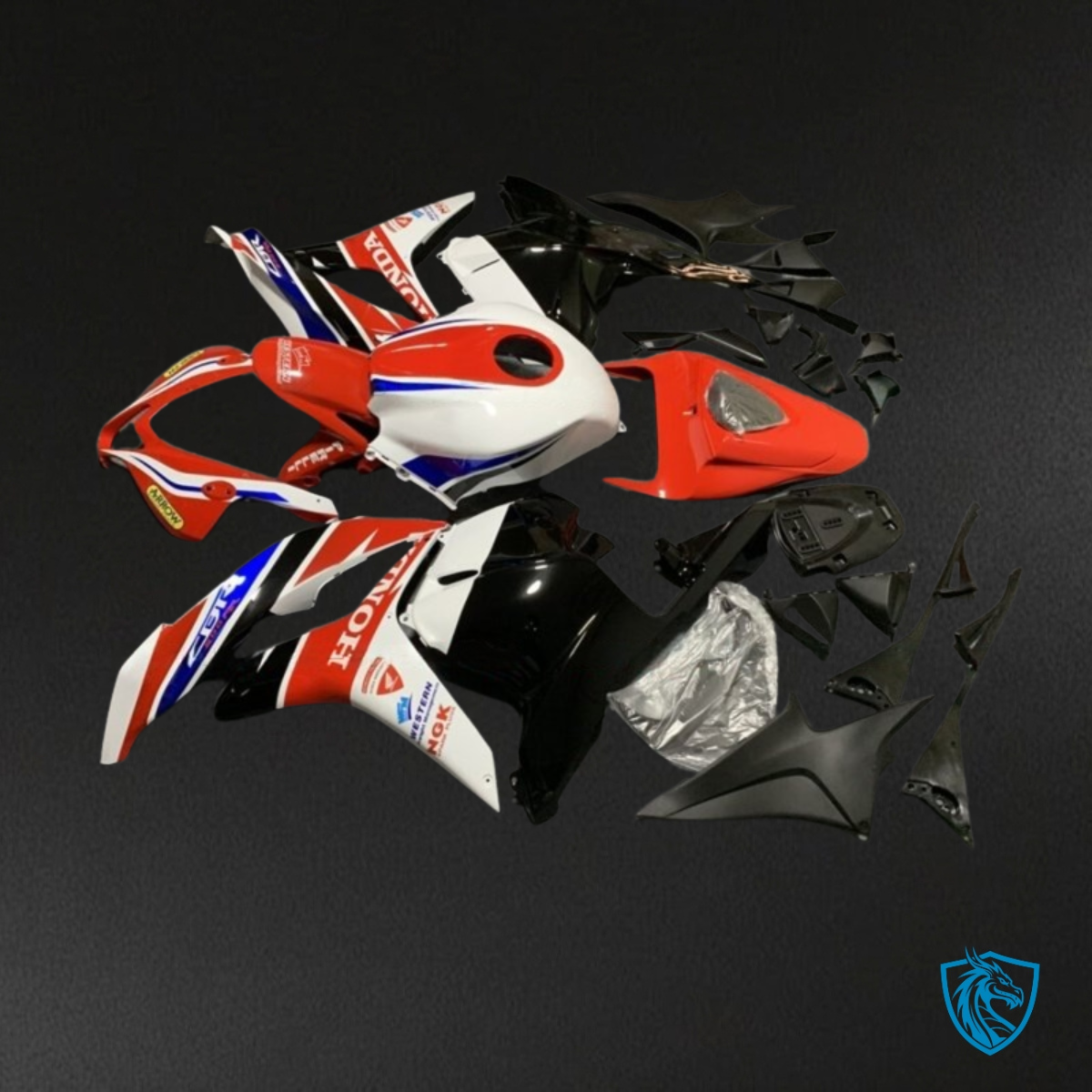 Honda CBR600RR (2007-2008) Red, White & Black Plastic Kit - Custom ABS Fairing Kit