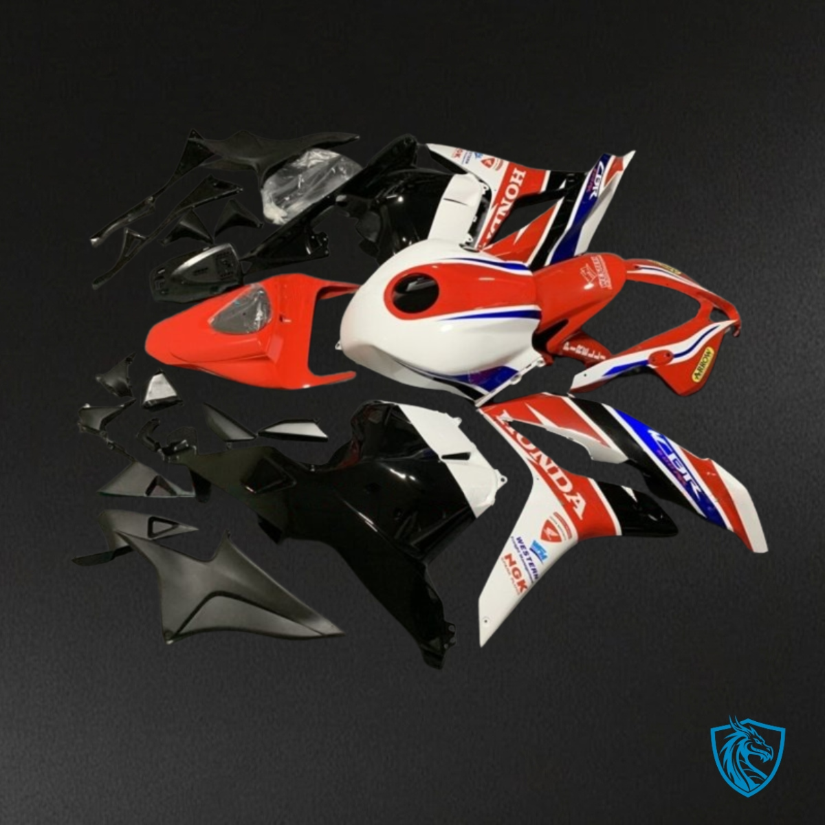 Honda CBR600RR (2007-2008) Red, White & Black Plastic Kit - Custom ABS Fairing Kit