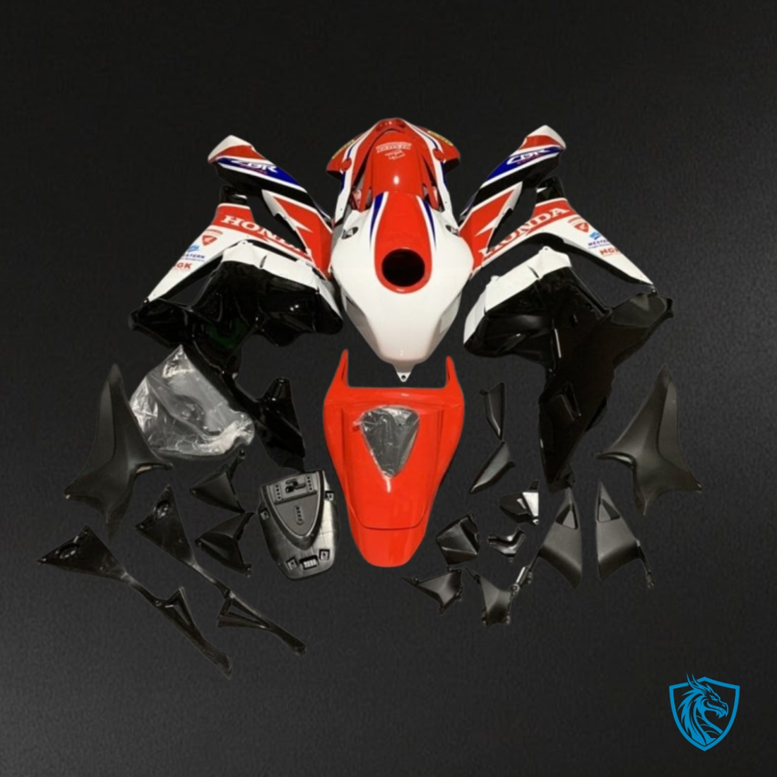 Honda CBR600RR (2007-2008) Red, White & Black Plastic Kit - Custom ABS Fairing Kit