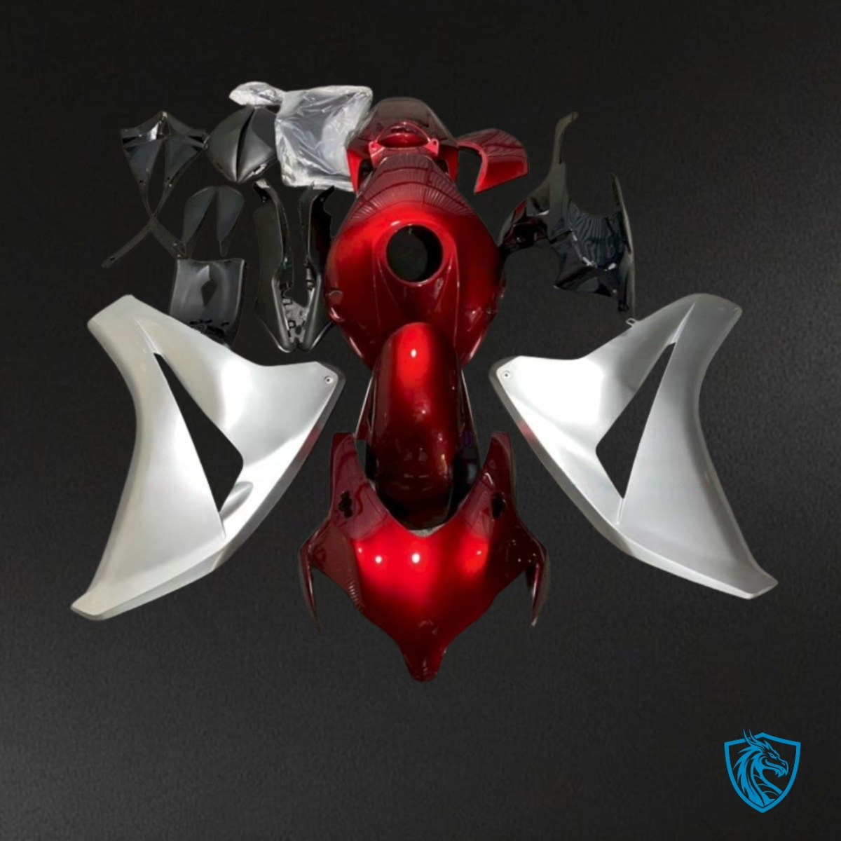 Honda CBR600RR (2007-2008) Black, Red & White - Custom ABS Fairing Kit