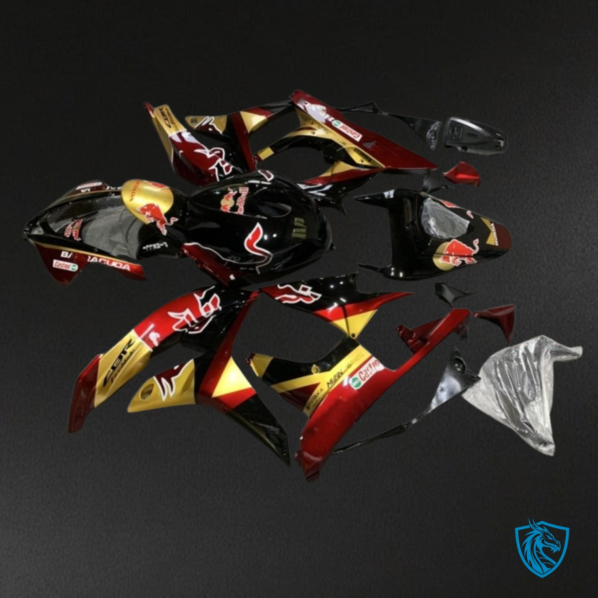 Honda CBR600RR (2007-2008) Red, Gold & Black Plastic Kit - MERGEment Motorcycle Fairings Kit
