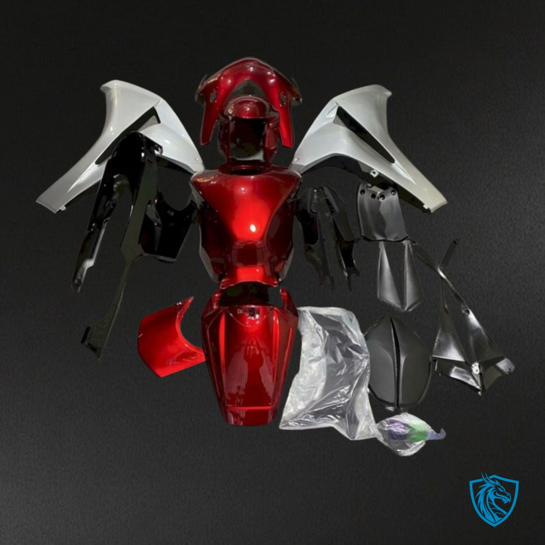Honda CBR600RR (2007-2008) Black, Red & White - Custom ABS Fairing Kit