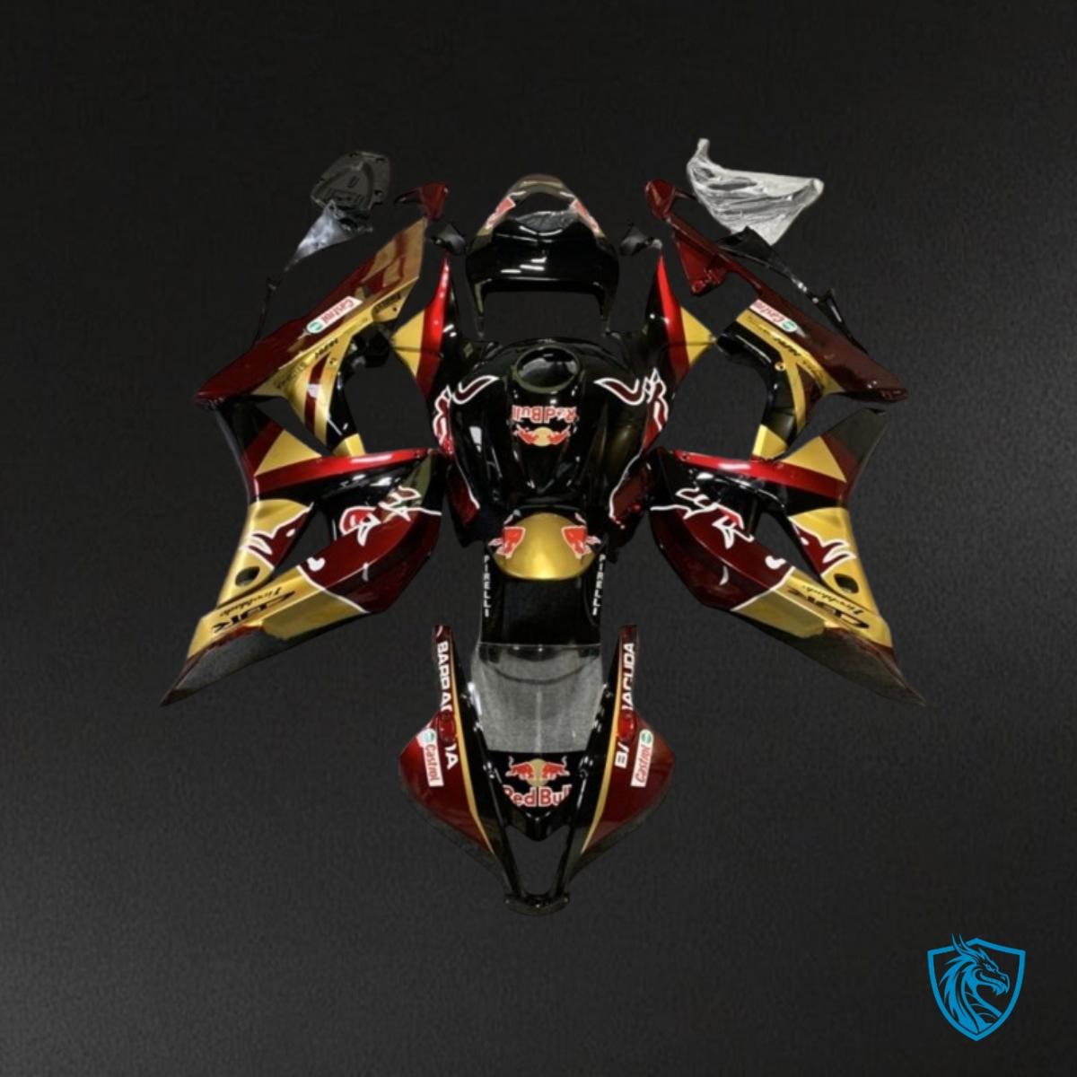 Honda CBR600RR (2007-2008) Red, Gold & Black Plastic Kit - MERGEment Motorcycle Fairings Kit