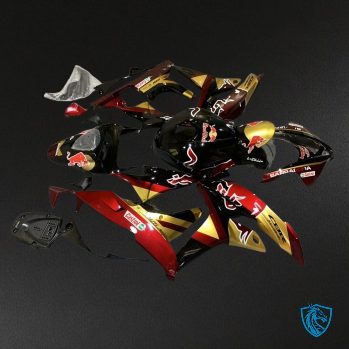 Honda CBR600RR (2007-2008) Red, Gold & Black Plastic Kit - MERGEment Motorcycle Fairings Kit