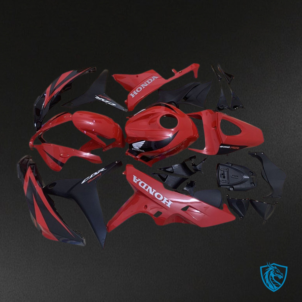 Honda CBR600RR (2007-2008) Black, Red & White - MERGEment Motorcycle Fairings Kit
