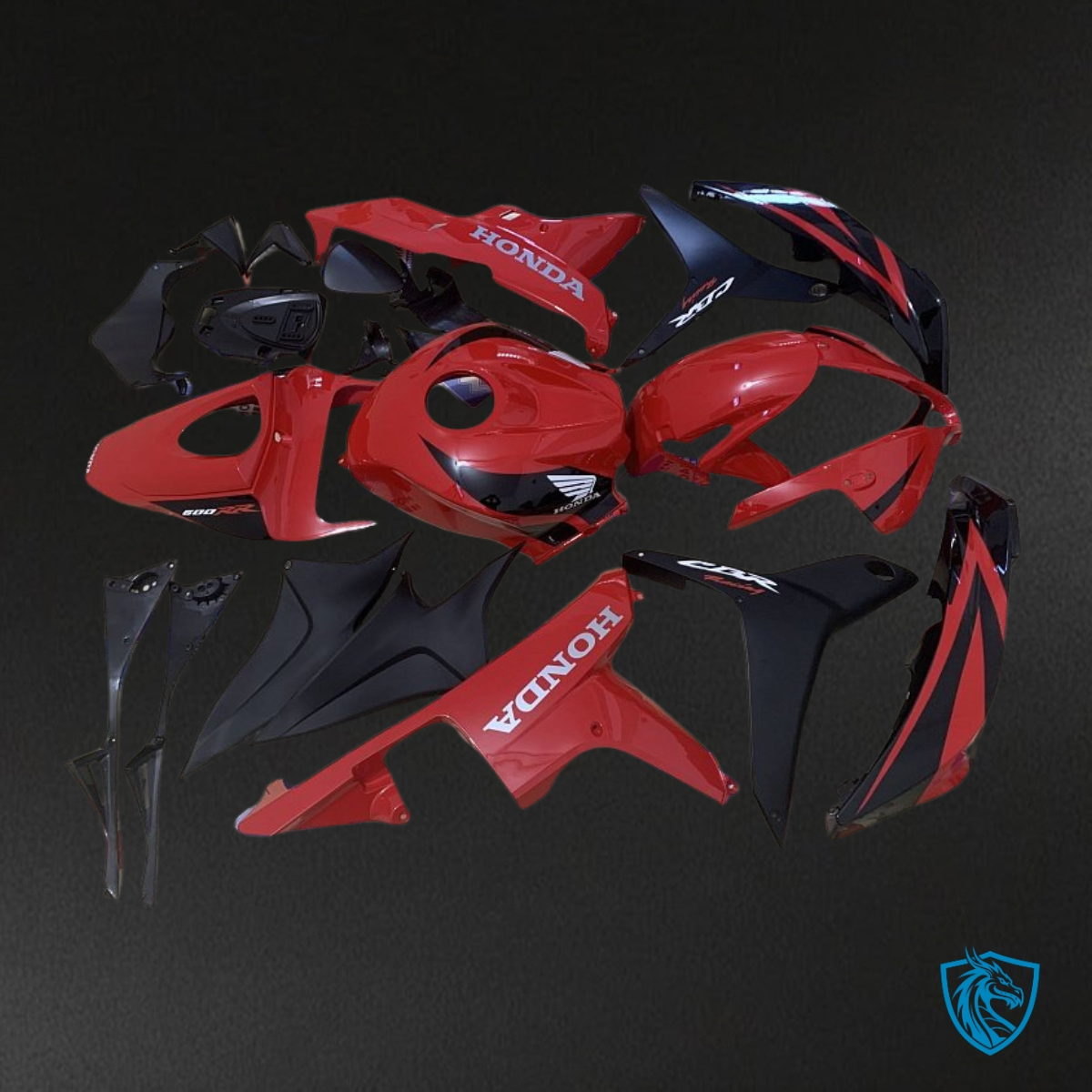 Honda CBR600RR (2007-2008) Black, Red & White - MERGEment Motorcycle Fairings Kit