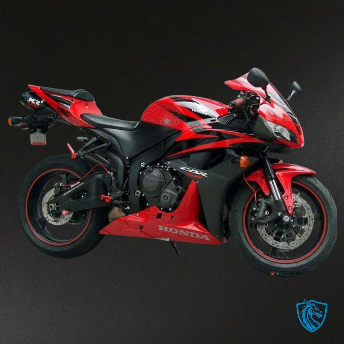 Honda CBR600RR (2007-2008) Black, Red & White Logo - Custom ABS Fairing Kit