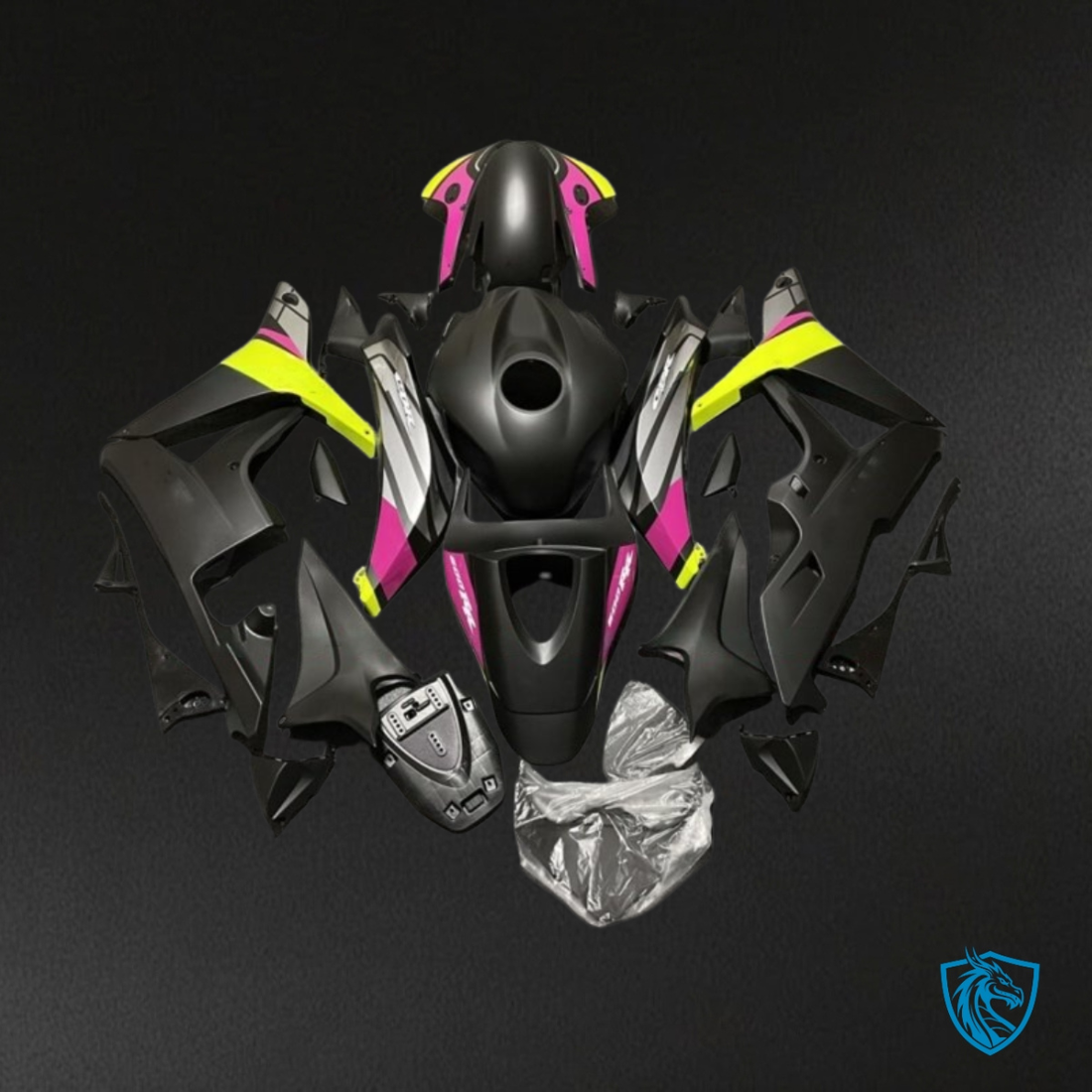 Honda CBR600RR (2007-2008) Black, Yellow & Pink - MERGEment Motorcycle Fairings Kit