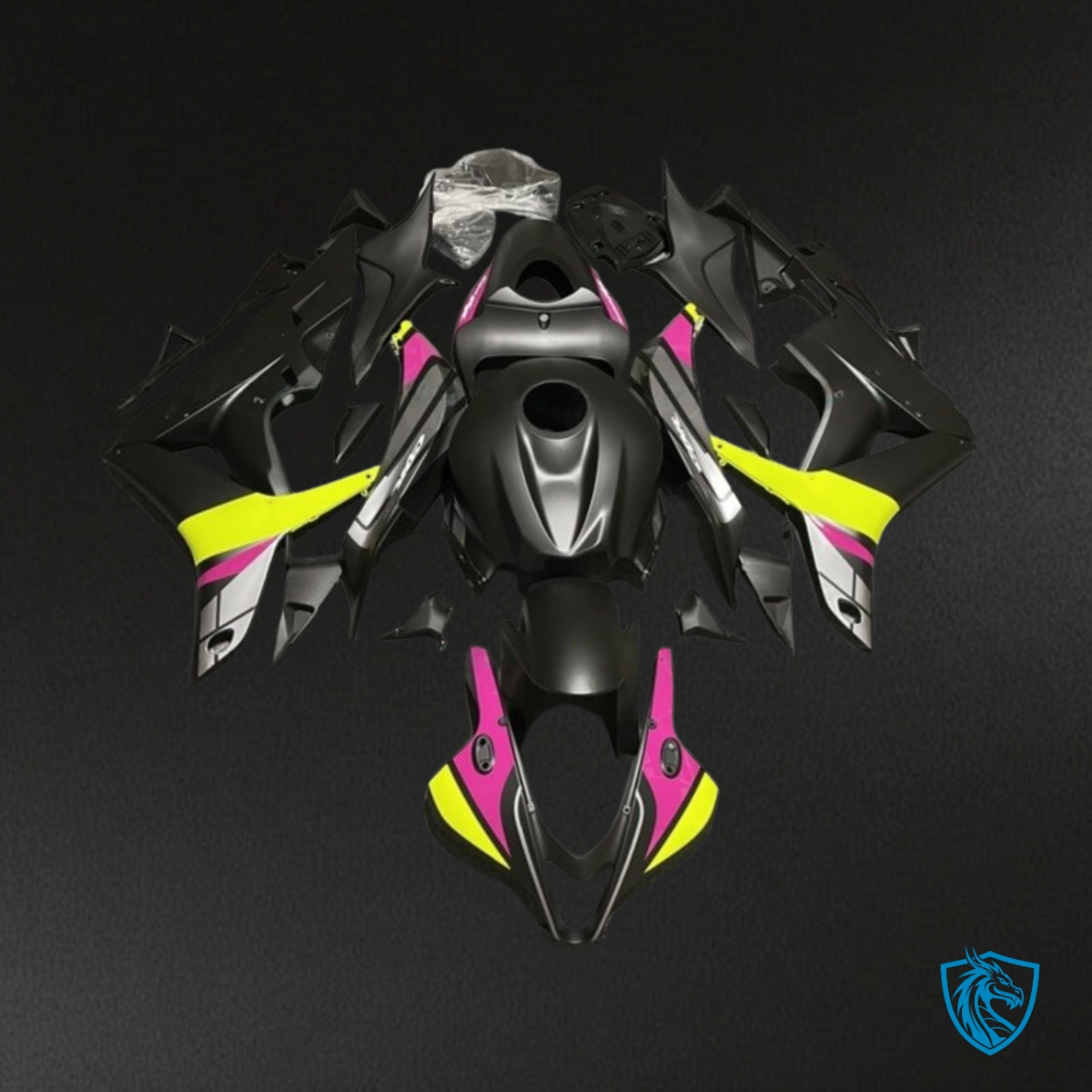 Honda CBR600RR (2007-2008) Black, Yellow & Pink - Custom ABS Fairing Kit