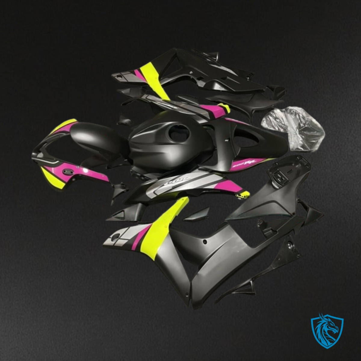 Honda CBR600RR (2007-2008) Black, Yellow & Pink - Custom ABS Fairing Kit