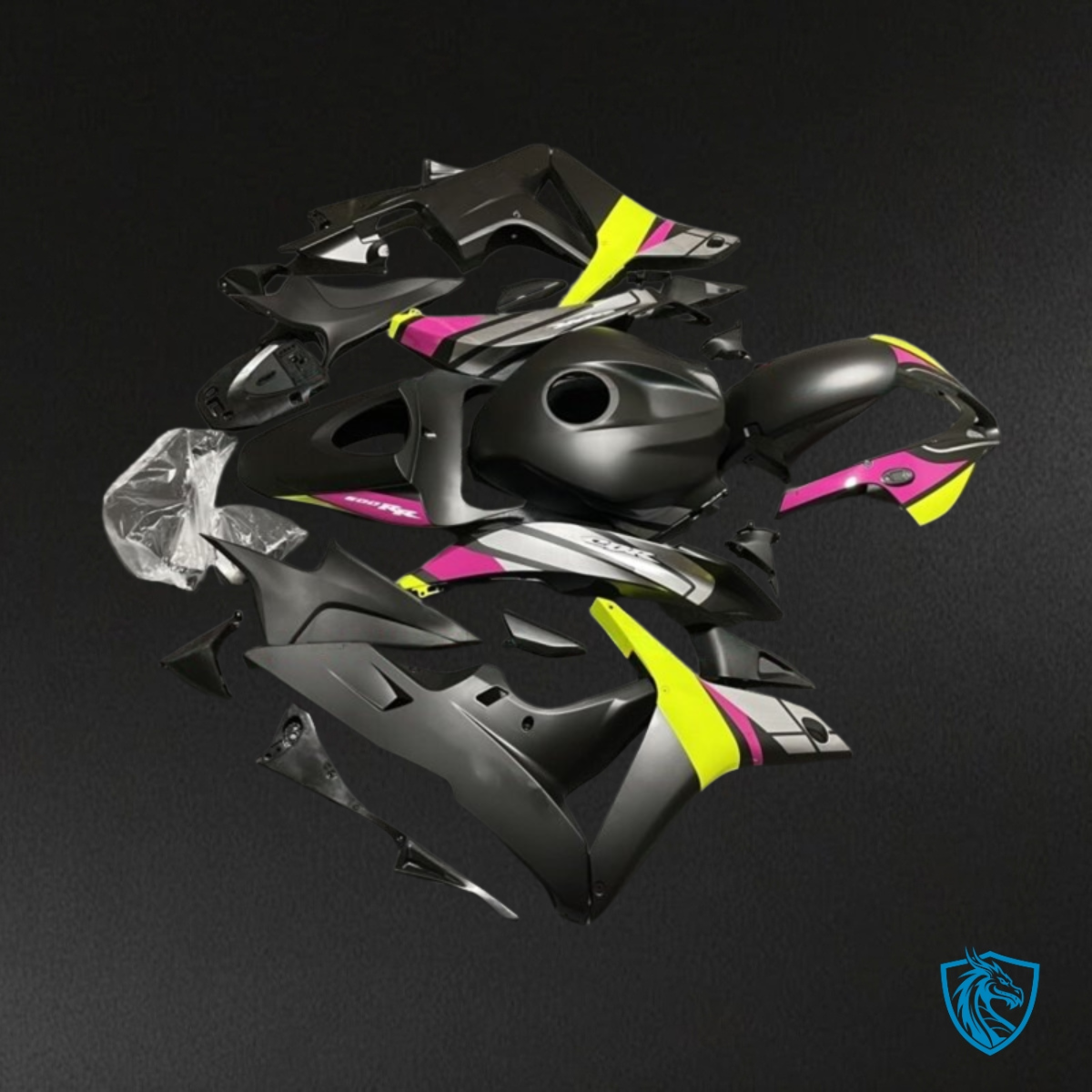 Honda CBR600RR (2007-2008) Black, Yellow & Pink - Custom ABS Fairing Kit