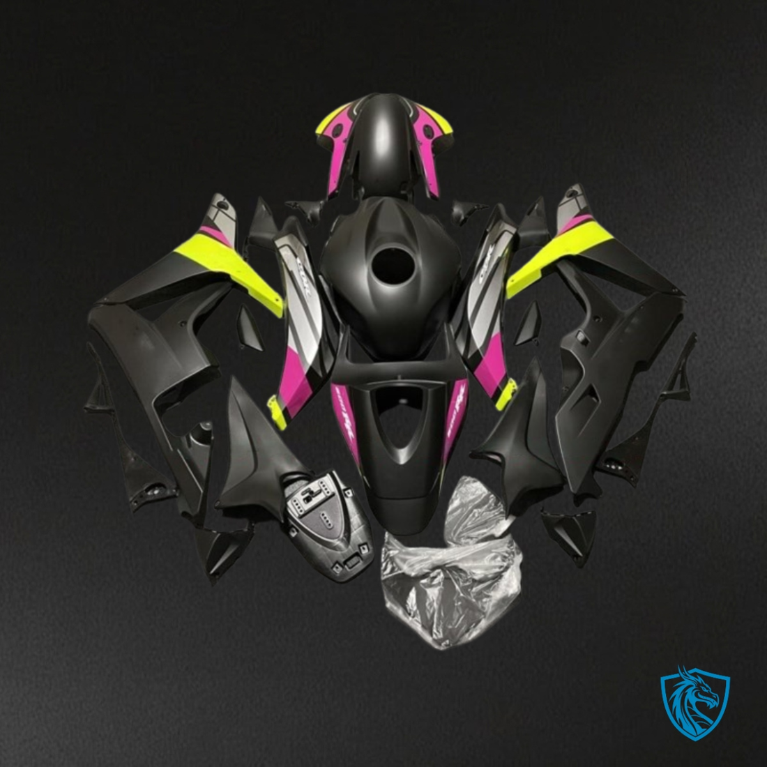 Honda CBR600RR (2007-2008) Black, Yellow & Pink - Custom ABS Fairing Kit