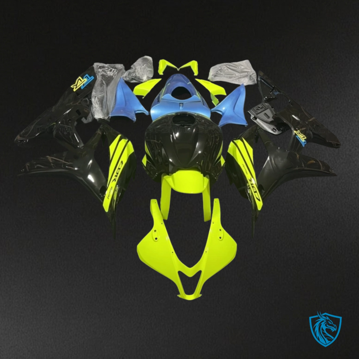 Honda CBR600RR (2007-2008) Blue, Yellow & Black - MERGEment Motorcycle Fairings Kit