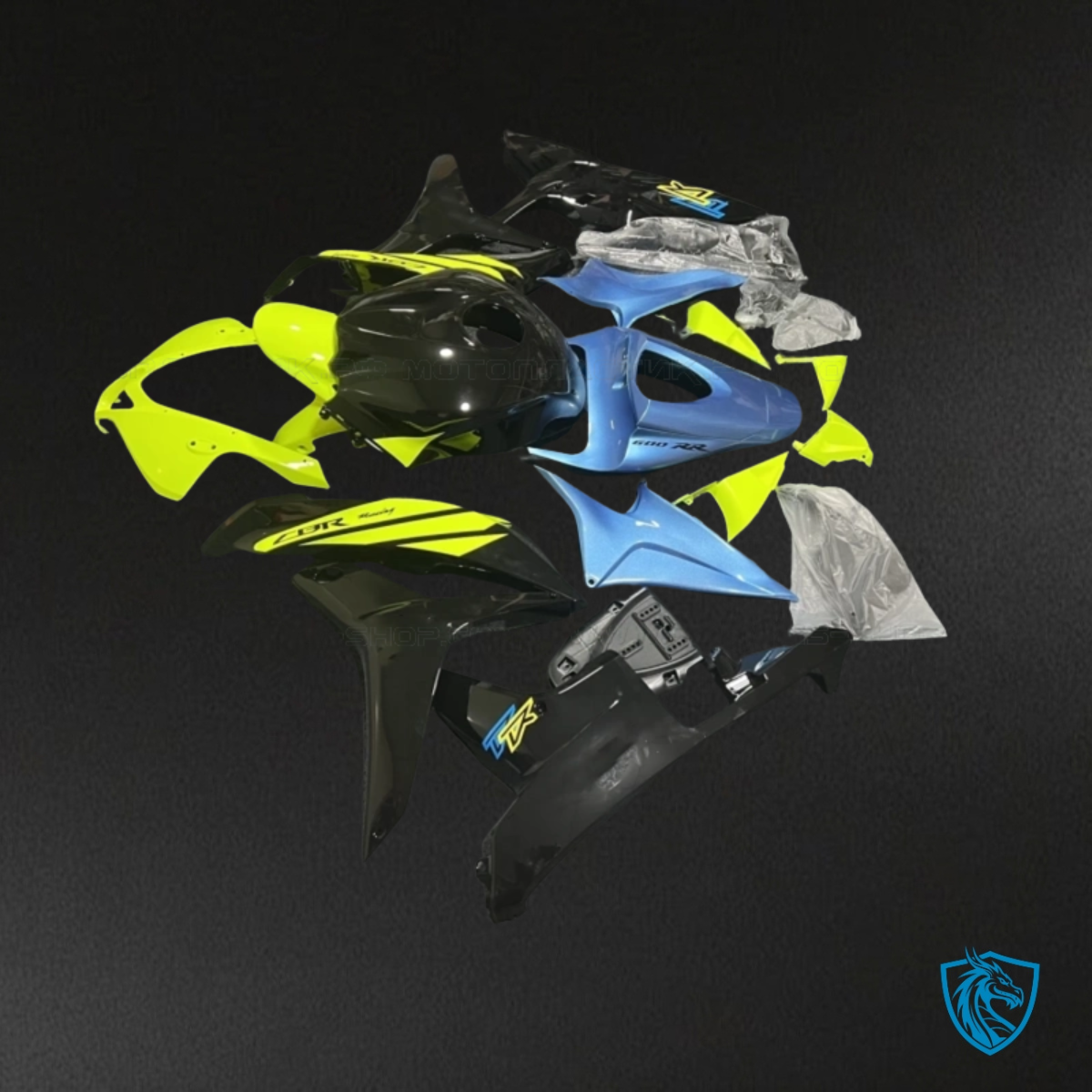 Honda CBR600RR (2007-2008) Blue, Yellow & Black - Custom ABS Fairing Kit