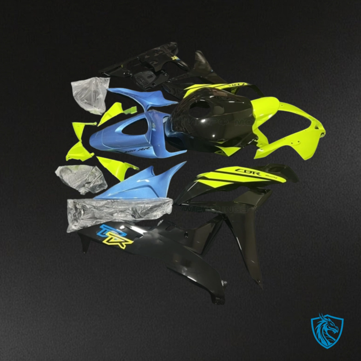Honda CBR600RR (2007-2008) Blue, Yellow & Black - Custom ABS Fairing Kit