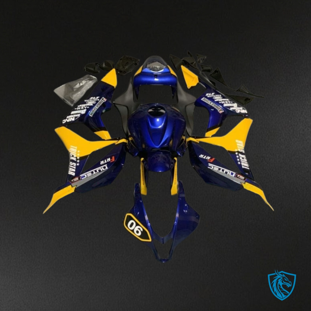 Honda CBR600RR (2007-2008) Blue, Yellow & Black Plastic Kit - Aftermarket ABS Bodywork