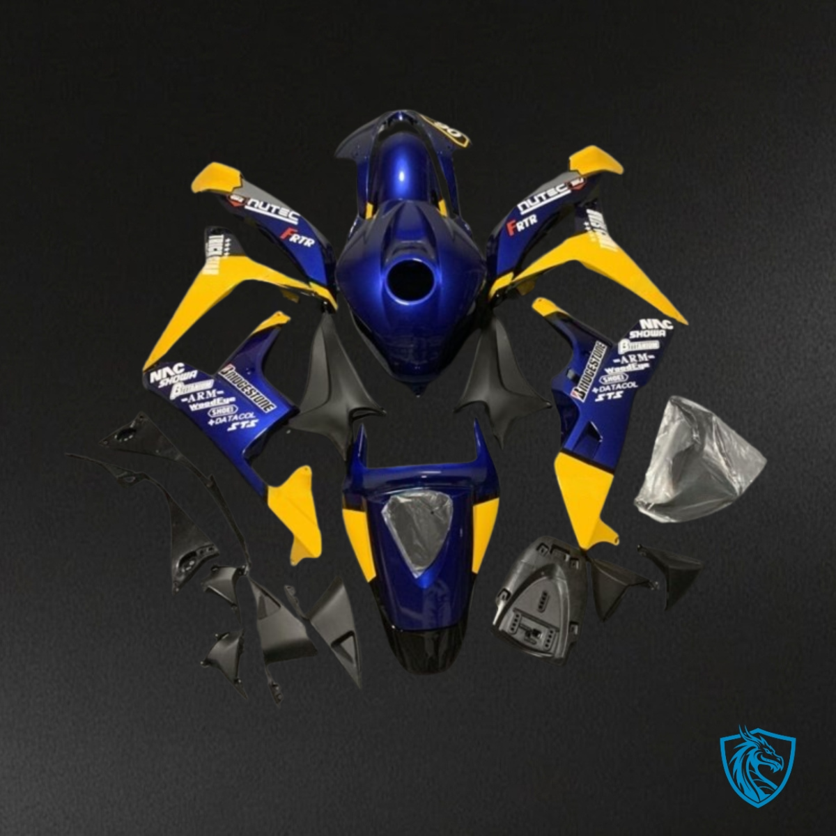 Honda CBR600RR (2007-2008) Blue, Yellow & Black Plastic Kit - Aftermarket ABS Bodywork