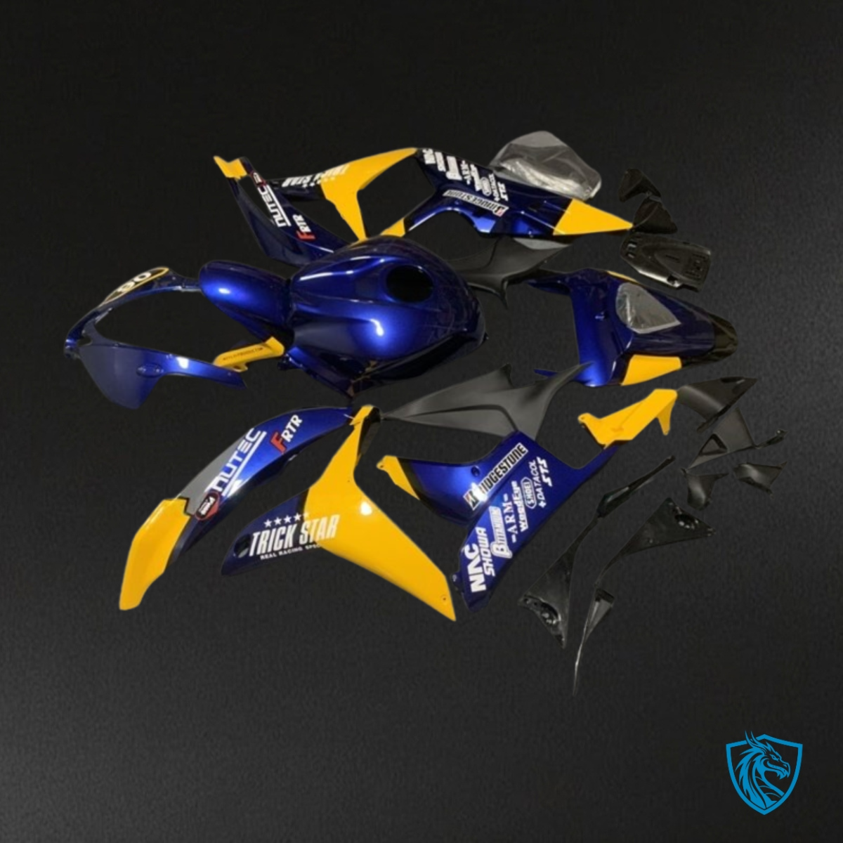 Honda CBR600RR (2007-2008) Blue, Yellow & Black Plastic Kit - Aftermarket ABS Bodywork