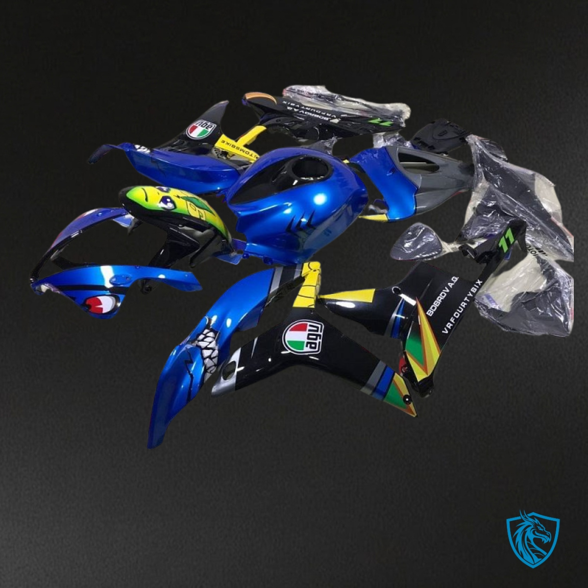 Honda CBR600RR (2007-2008) Blue Shark Fairing Kit - Aftermarket ABS Bodywork