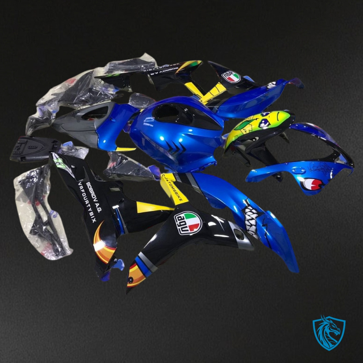 Honda CBR600RR (2007-2008) Blue Shark Fairing Kit - Aftermarket ABS Bodywork