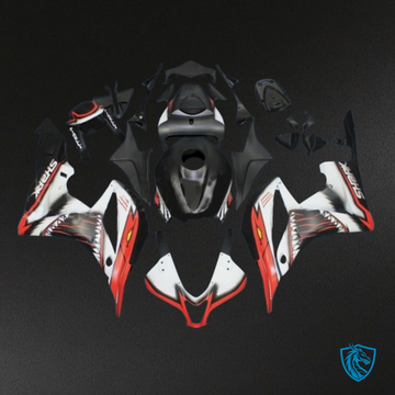 Honda CBR600RR (2007-2008) Matte Black, White & Shark Red - Custom ABS Fairing Kit