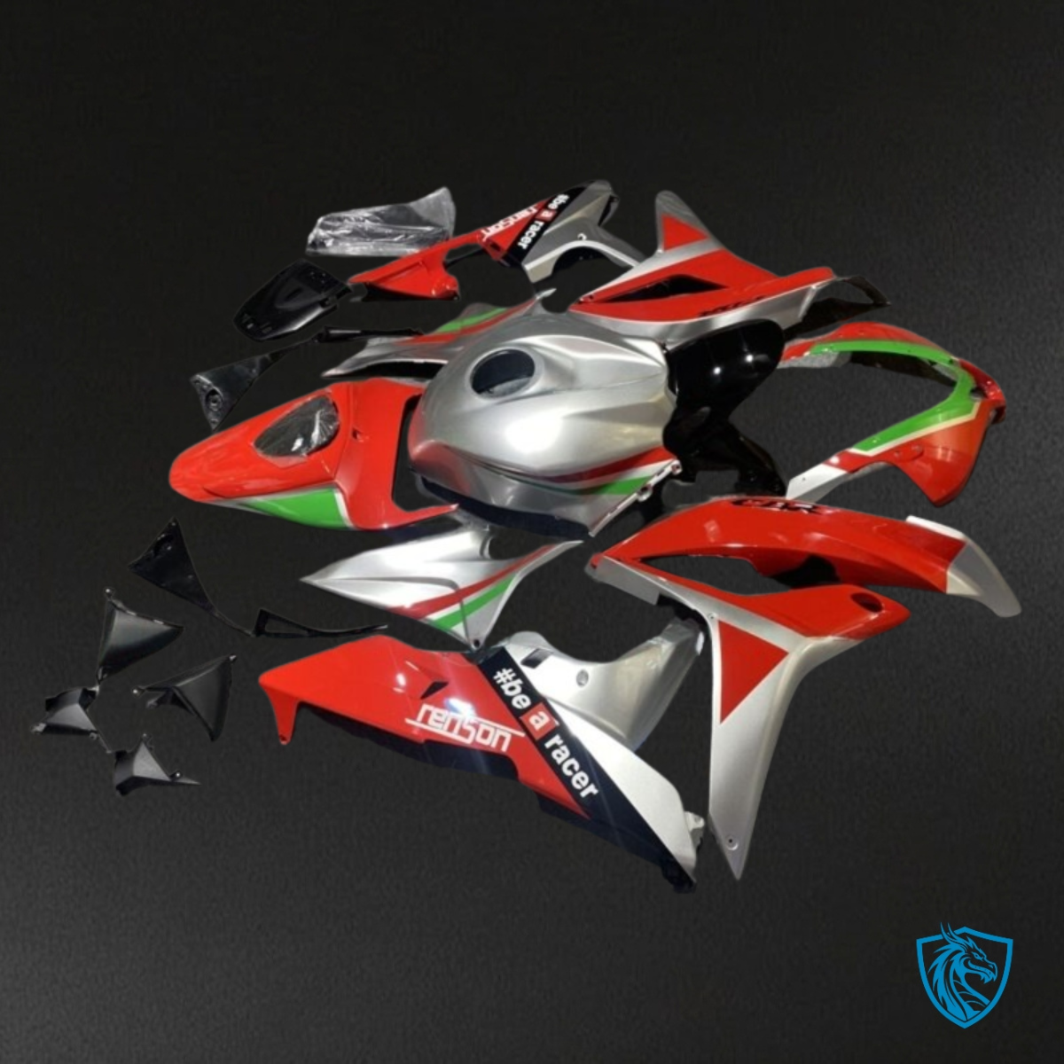 Honda CBR600RR (2007-2008) Gray, Red & Green Glossy Fairing Kit | ABS Bodywork