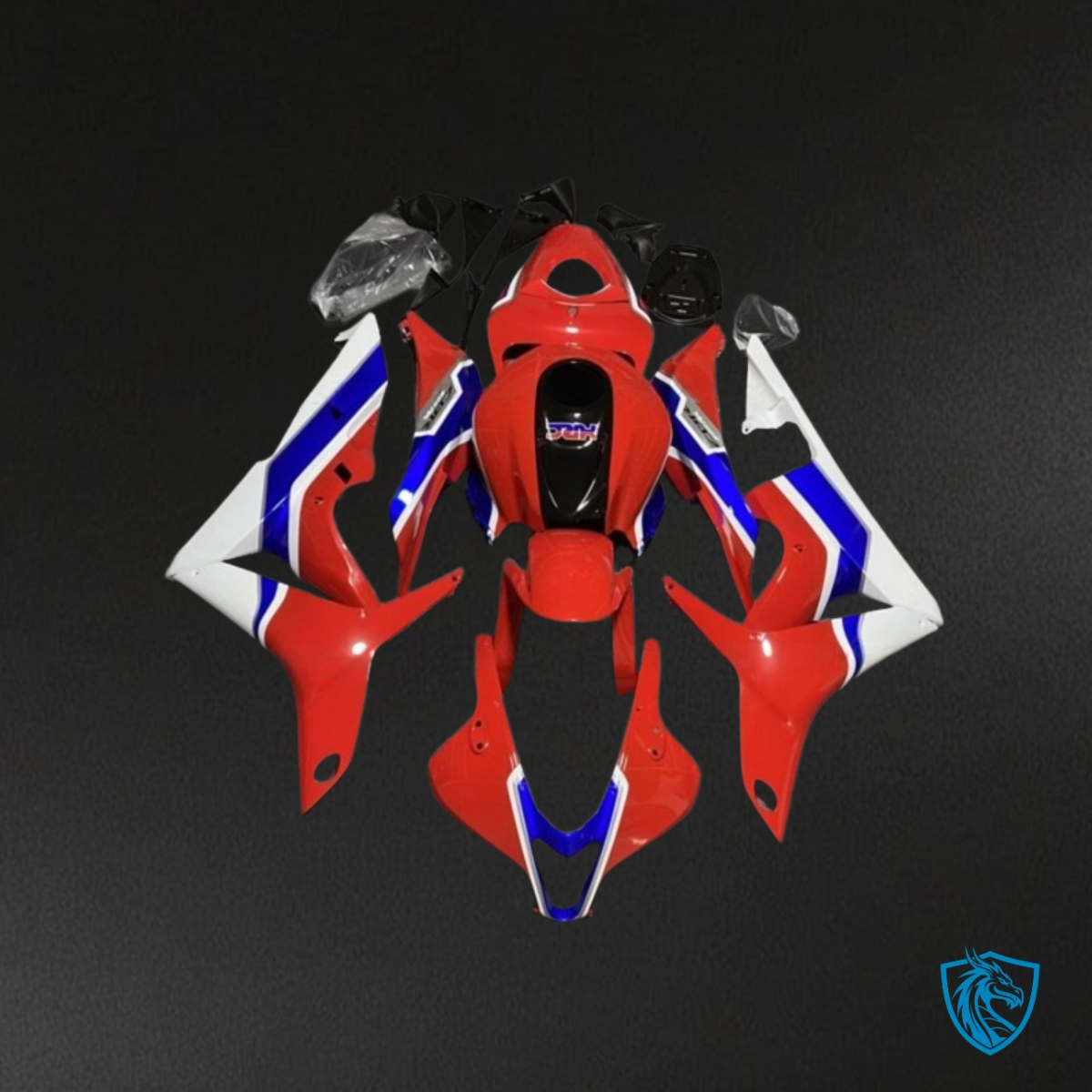 Honda CBR600RR (2007-2008) Red, White & Black Plastic Kit - Custom ABS Fairing Kit