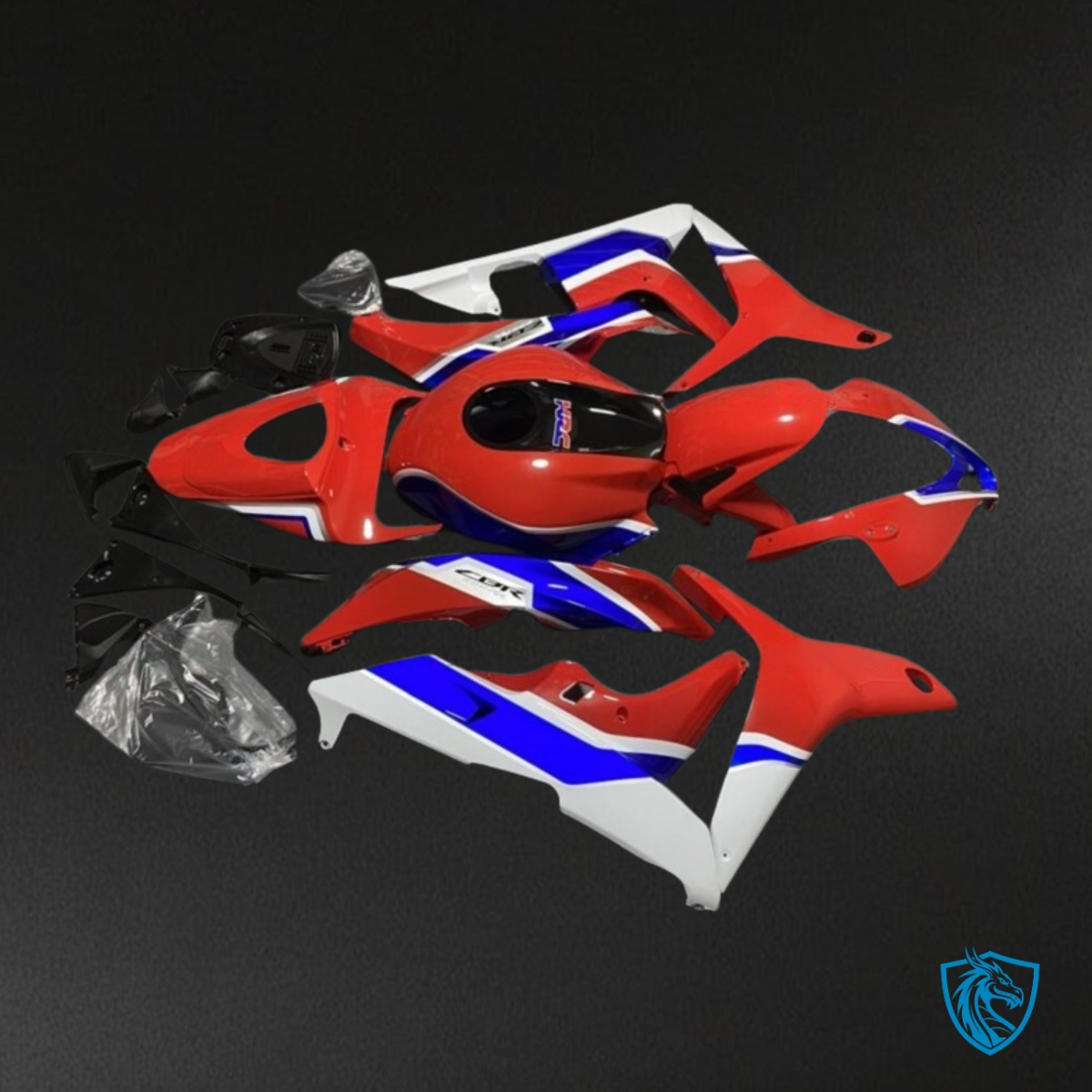 Honda CBR600RR (2007-2008) Red, White & Black Plastic Kit - Custom ABS Fairing Kit
