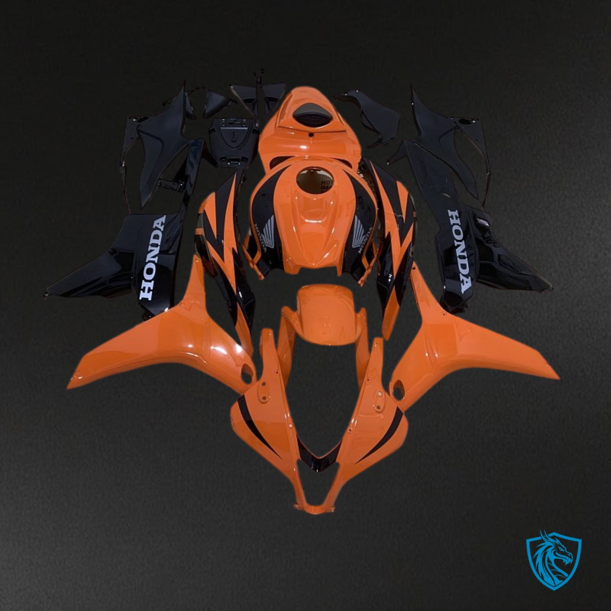 Honda CBR600RR (2007-2008) Orange & Black Fairing Kit - Aftermarket ABS Bodywork