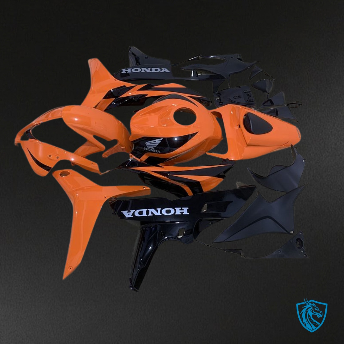 Honda CBR600RR (2007-2008) Orange & Black Fairing Kit - Aftermarket ABS Bodywork
